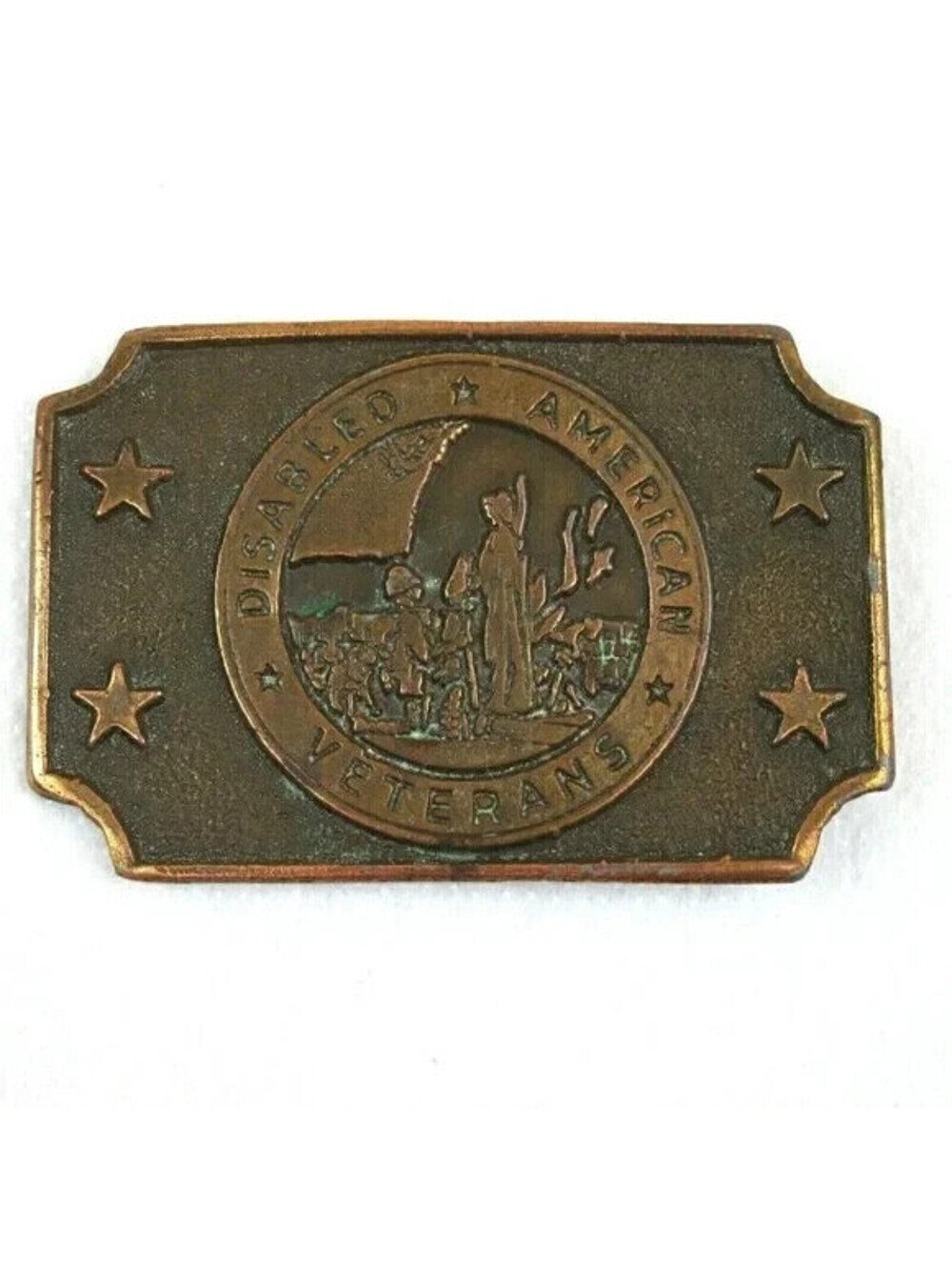 Vintage Disabled American Veterans Belt Buckle Bronze tone Metal Soldiers RARE